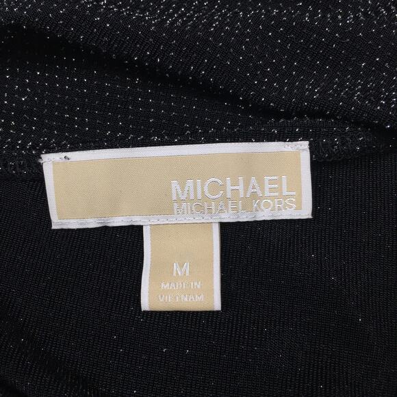 Michael Kors Sparkly Long Sleeve Cowl Back Black Blouse Top Metallic Size Medium - Picture 9 of 16